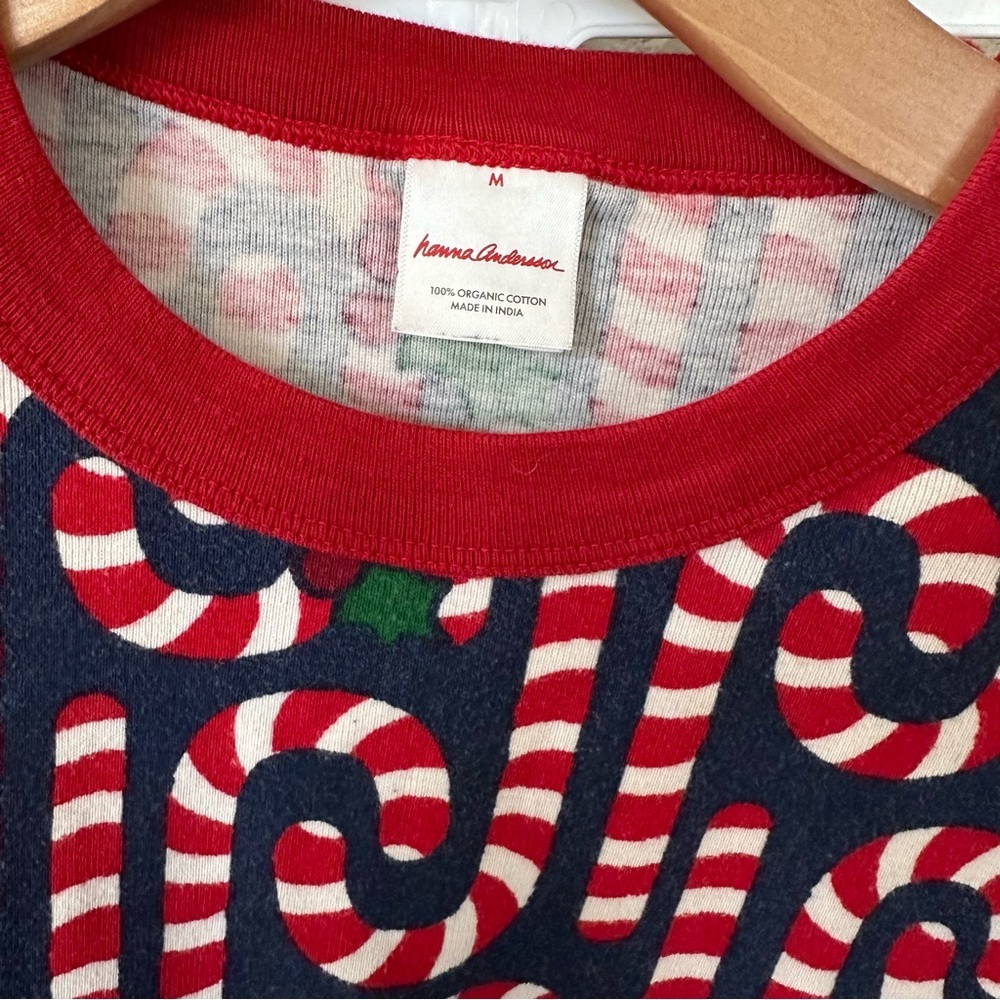 Hanna Andersson Candy Cane Matching Family Pajamas Long John Top Pant Set Size M - Picture 6 of 6